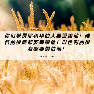 Picture 06 - 诗 篇 22:23 CUVS - 你 们 敬 畏 耶 和 华 的 人 要 赞 美 - Bible Verse Picture