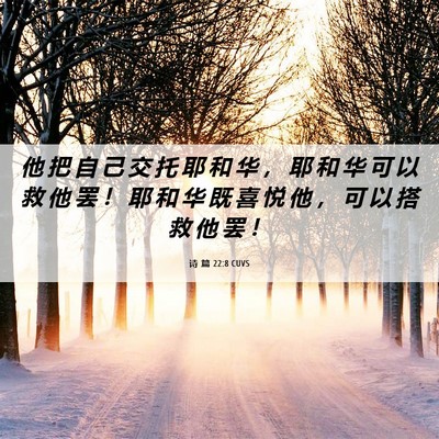 Picture 06 - 诗 篇 22:8 CUVS - 他 把 自 己 交 托 耶 和 华 ， 耶 和 - Bible Verse Picture