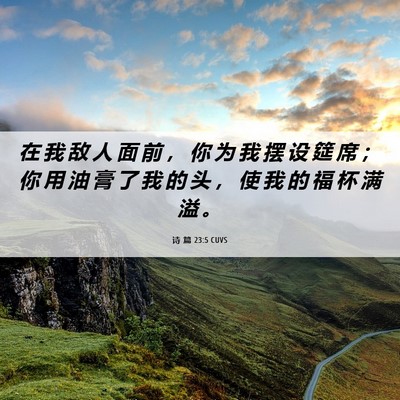 Picture 06 - 诗 篇 23:5 CUVS - 在 我 敌 人 面 前 ， 你 为 我 摆 设 - Bible Verse Picture