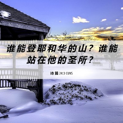Picture 06 - 诗 篇 24:3 CUVS - 谁 能 登 耶 和 华 的 山 ？ 谁 能 站 - Bible Verse Picture