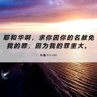 Picture 06 - 诗 篇 25:11 CUVS - 耶 和 华 啊 ， 求 你 因 你 的 名 赦 - Bible Verse Picture