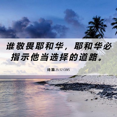 Picture 06 - 诗 篇 25:12 CUVS - 谁 敬 畏 耶 和 华 ， 耶 和 华 必 指 - Bible Verse Picture