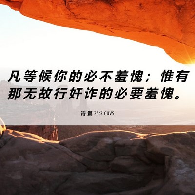 Picture 06 - 诗 篇 25:3 CUVS - 凡 等 候 你 的 必 不 羞 愧 ； 惟 有 - Bible Verse Picture