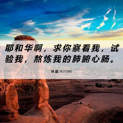 Picture 06 - 诗 篇 26:2 CUVS - 耶 和 华 啊 ， 求 你 察 看 我 ， 试 - Bible Verse Picture