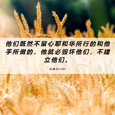 Picture 06 - 诗 篇 28:5 CUVS - 他 们 既 然 不 留 心 耶 和 华 所 行 - Bible Verse Picture