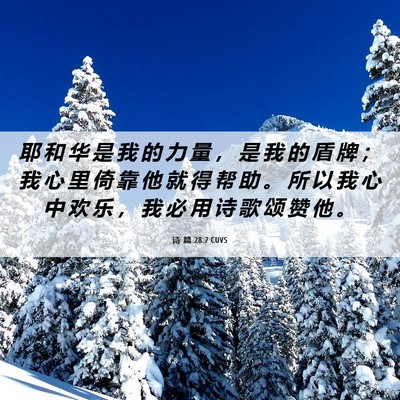 Picture 06 - 诗 篇 28:7 CUVS - 耶 和 华 是 我 的 力 量 ， 是 我 的 - Bible Verse Picture