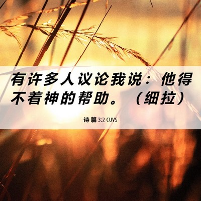 Picture 06 - 诗 篇 3:2 CUVS - 有 许 多 人 议 论 我 说 ： 他 得 不 - Bible Verse Picture