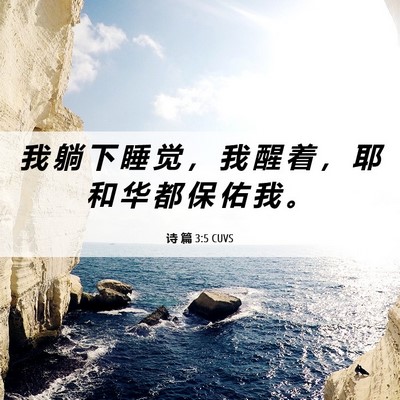 Picture 06 - 诗 篇 3:5 CUVS - 我 躺 下 睡 觉 ， 我 醒 着 ， 耶 和 - Bible Verse Picture