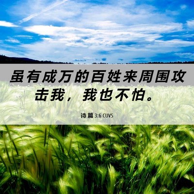 Picture 06 - 诗 篇 3:6 CUVS - 虽 有 成 万 的 百 姓 来 周 围 攻 击 - Bible Verse Picture