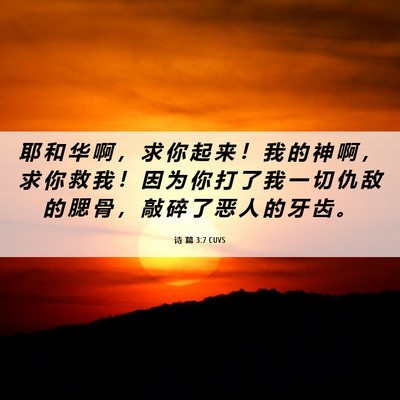 Picture 06 - 诗 篇 3:7 CUVS - 耶 和 华 啊 ， 求 你 起 来 ！ 我 的 - Bible Verse Picture
