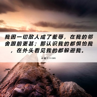 Picture 06 - 诗 篇 31:11 CUVS - 我 因 一 切 敌 人 成 了 羞 辱 ， 在 - Bible Verse Picture