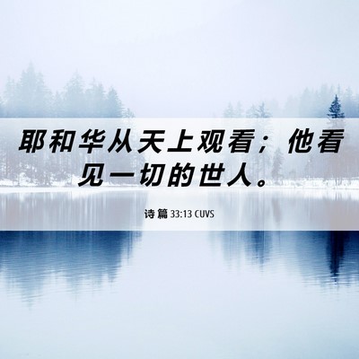 Picture 06 - 诗 篇 33:13 CUVS - 耶 和 华 从 天 上 观 看 ； 他 看 见 - Bible Verse Picture