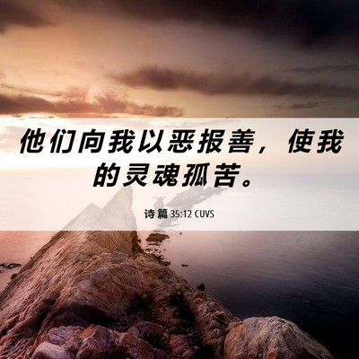 Picture 06 - 诗 篇 35:12 CUVS - 他 们 向 我 以 恶 报 善 ， 使 我 的 - Bible Verse Picture