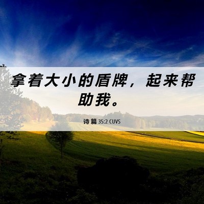 Picture 06 - 诗 篇 35:2 CUVS - 拿 着 大 小 的 盾 牌 ， 起 来 帮 助 - Bible Verse Picture