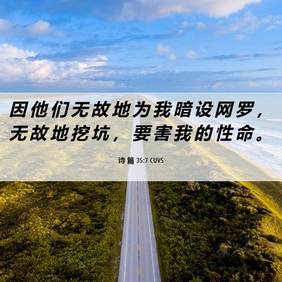 Picture 06 - 诗 篇 35:7 CUVS - 因 他 们 无 故 地 为 我 暗 设 网 罗 - Bible Verse Picture