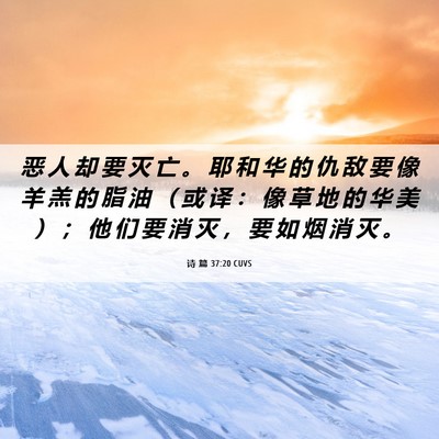 Picture 06 - 诗 篇 37:20 CUVS - 恶 人 却 要 灭 亡 。 耶 和 华 的 仇 - Bible Verse Picture