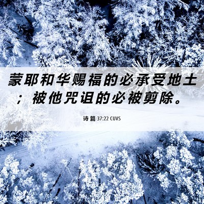 Picture 06 - 诗 篇 37:22 CUVS - 蒙 耶 和 华 赐 福 的 必 承 受 地 土 - Bible Verse Picture