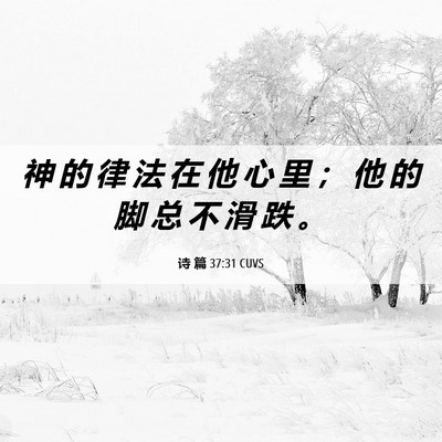 Picture 06 - 诗 篇 37:31 CUVS - 神 的 律 法 在 他 心 里 ； 他 的 脚 - Bible Verse Picture