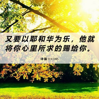 Picture 06 - 诗 篇 37:4 CUVS - 又 要 以 耶 和 华 为 乐 ， 他 就 将 - Bible Verse Picture