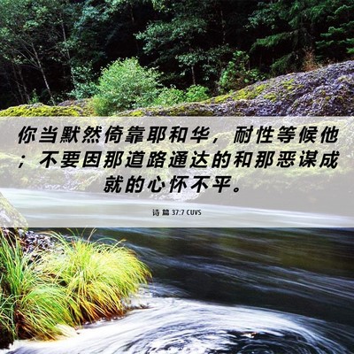 Picture 06 - 诗 篇 37:7 CUVS - 你 当 默 然 倚 靠 耶 和 华 ， 耐 性 - Bible Verse Picture