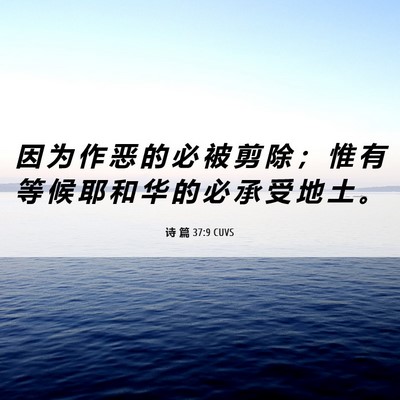 Picture 06 - 诗 篇 37:9 CUVS - 因 为 作 恶 的 必 被 剪 除 ； 惟 有 - Bible Verse Picture