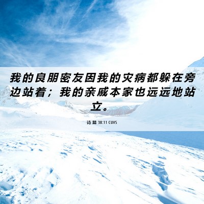 Picture 06 - 诗 篇 38:11 CUVS - 我 的 良 朋 密 友 因 我 的 灾 病 都 - Bible Verse Picture