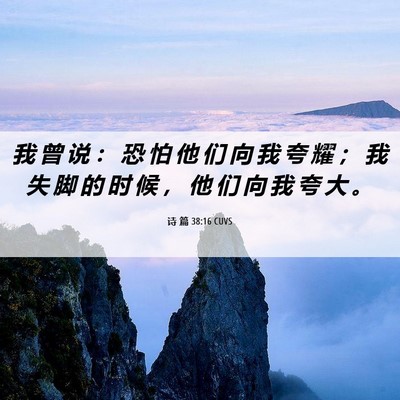 Picture 06 - 诗 篇 38:16 CUVS - 我 曾 说 ： 恐 怕 他 们 向 我 夸 耀 - Bible Verse Picture