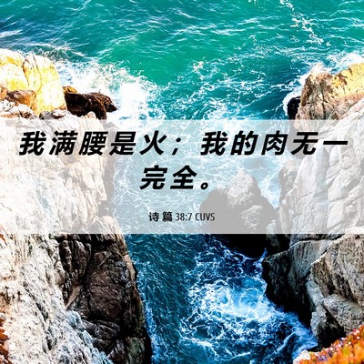 Picture 06 - 诗 篇 38:7 CUVS - 我 满 腰 是 火 ； 我 的 肉 无 一 完 - Bible Verse Picture