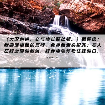 Picture 06 - 诗 篇 39:1 CUVS - （ 大 卫 的 诗 ， 交 与 伶 长 耶 杜 - Bible Verse Picture