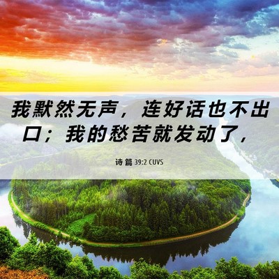 Picture 06 - 诗 篇 39:2 CUVS - 我 默 然 无 声 ， 连 好 话 也 不 出 - Bible Verse Picture