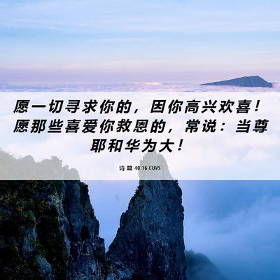 Picture 06 - 诗 篇 40:16 CUVS - 愿 一 切 寻 求 你 的 ， 因 你 高 兴 - Bible Verse Picture