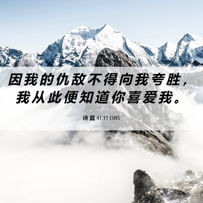 Picture 06 - 诗 篇 41:11 CUVS - 因 我 的 仇 敌 不 得 向 我 夸 胜 ， - Bible Verse Picture
