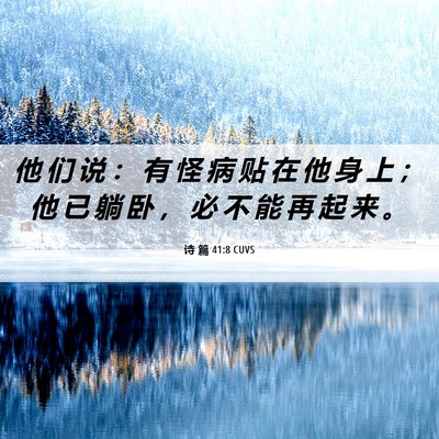 Picture 06 - 诗 篇 41:8 CUVS - 他 们 说 ： 有 怪 病 贴 在 他 身 上 - Bible Verse Picture