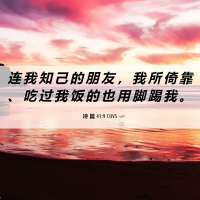 Picture 06 - 诗 篇 41:9 CUVS - 连 我 知 己 的 朋 友 ， 我 所 倚 靠 - Bible Verse Picture