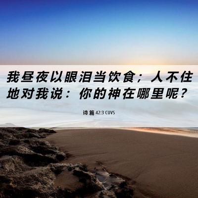 Picture 06 - 诗 篇 42:3 CUVS - 我 昼 夜 以 眼 泪 当 饮 食 ； 人 不 - Bible Verse Picture