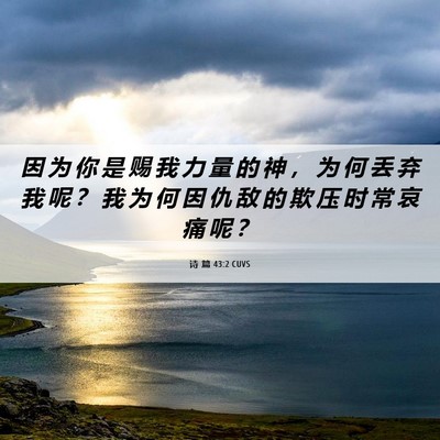 Picture 06 - 诗 篇 43:2 CUVS - 因 为 你 是 赐 我 力 量 的 神 ， 为 - Bible Verse Picture