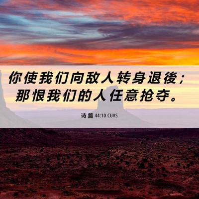 Picture 06 - 诗 篇 44:10 CUVS - 你 使 我 们 向 敌 人 转 身 退 後 ； - Bible Verse Picture