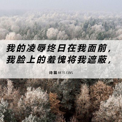 Picture 06 - 诗 篇 44:15 CUVS - 我 的 凌 辱 终 日 在 我 面 前 ， 我 - Bible Verse Picture
