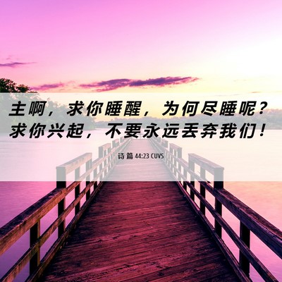 Picture 06 - 诗 篇 44:23 CUVS - 主 啊 ， 求 你 睡 醒 ， 为 何 尽 睡 - Bible Verse Picture