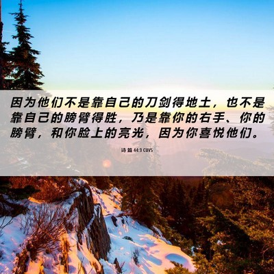 Picture 06 - 诗 篇 44:3 CUVS - 因 为 他 们 不 是 靠 自 己 的 刀 剑 - Bible Verse Picture