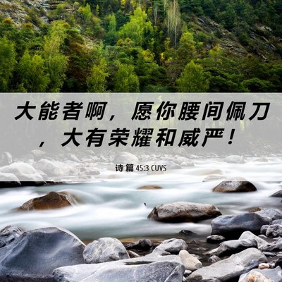 Picture 06 - 诗 篇 45:3 CUVS - 大 能 者 啊 ， 愿 你 腰 间 佩 刀 ， - Bible Verse Picture