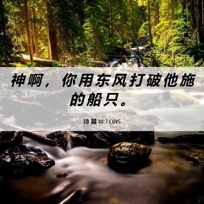 Picture 06 - 诗 篇 48:7 CUVS - 神 啊 ， 你 用 东 风 打 破 他 施 的 - Bible Verse Picture