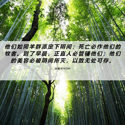 Picture 06 - 诗 篇 49:14 CUVS - 他 们 如 同 羊 群 派 定 下 阴 间 ； - Bible Verse Picture