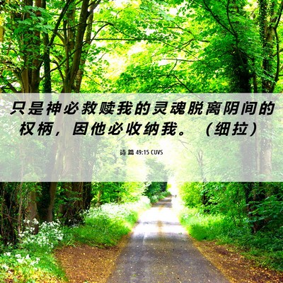 Picture 06 - 诗 篇 49:15 CUVS - 只 是 神 必 救 赎 我 的 灵 魂 脱 离 - Bible Verse Picture