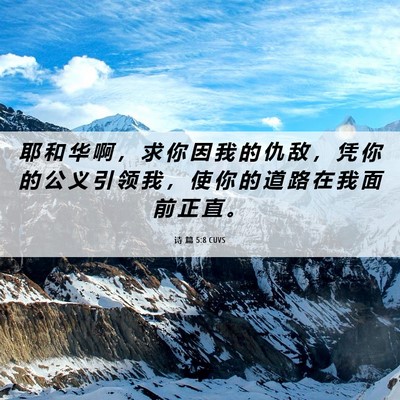 Picture 06 - 诗 篇 5:8 CUVS - 耶 和 华 啊 ， 求 你 因 我 的 仇 敌 - Bible Verse Picture
