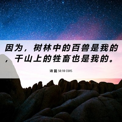 Picture 06 - 诗 篇 50:10 CUVS - 因 为 ， 树 林 中 的 百 兽 是 我 的 - Bible Verse Picture