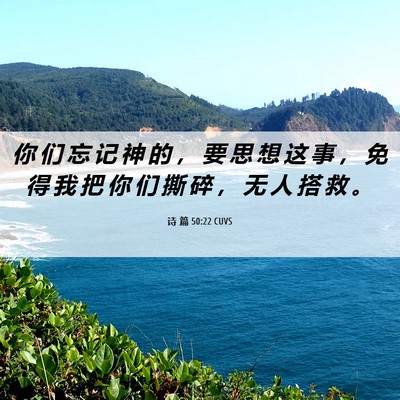 Picture 06 - 诗 篇 50:22 CUVS - 你 们 忘 记 神 的 ， 要 思 想 这 事 - Bible Verse Picture