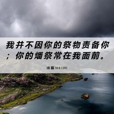 Picture 06 - 诗 篇 50:8 CUVS - 我 并 不 因 你 的 祭 物 责 备 你 ； - Bible Verse Picture