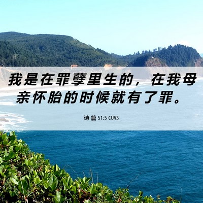 Picture 06 - 诗 篇 51:5 CUVS - 我 是 在 罪 孽 里 生 的 ， 在 我 母 - Bible Verse Picture