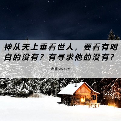 Picture 06 - 诗 篇 53:2 CUVS - 神 从 天 上 垂 看 世 人 ， 要 看 有 - Bible Verse Picture